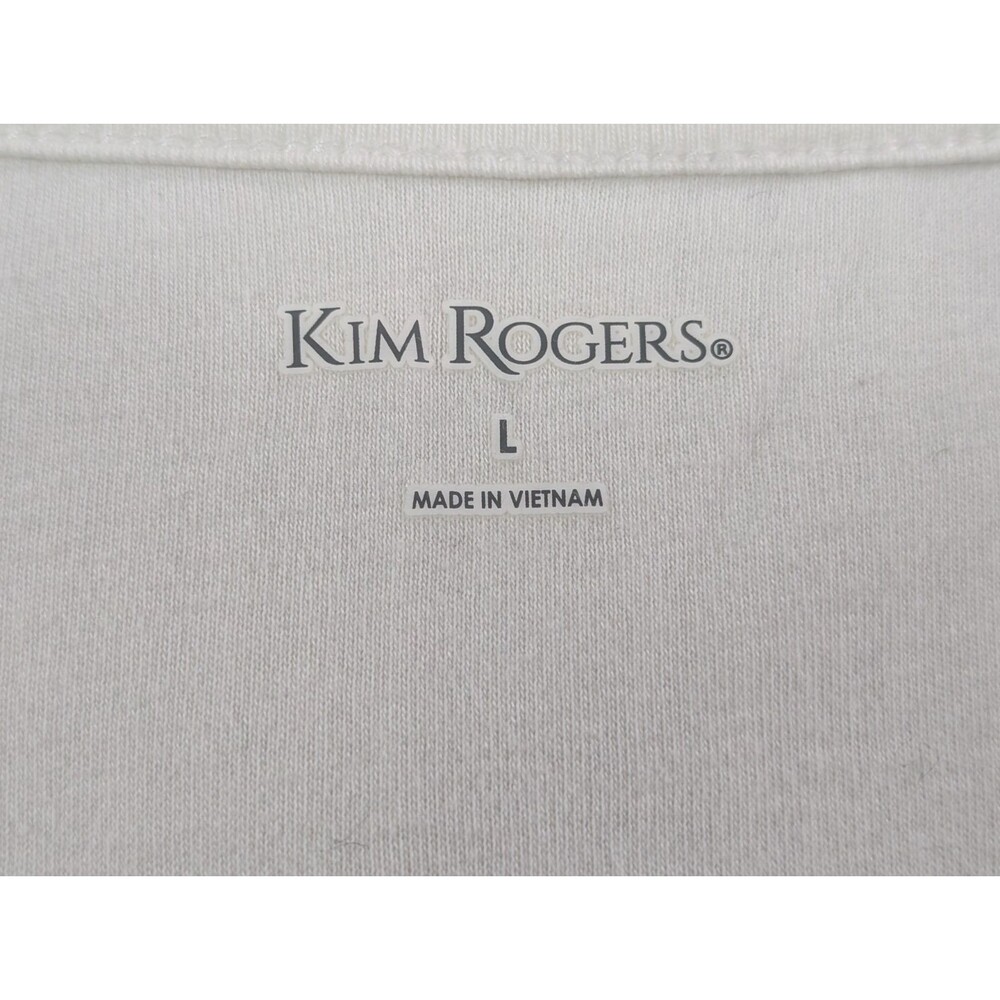 Kim Rogers Top Womens L White V Neck 3/4 Sleeve Pullover Casual Cotton - Picture 5 of 9